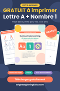GRATUIT : pack découverte lettre A + nombre 1 pour la maternelle