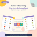 Phonics & Syllables Pack: Printable Rhyming and Sounds Games for Ages 3 to 6 (19 pages)