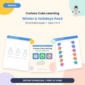 Winter & Holidays Pack: Printable Pre-K Activities for Ages 3 to 6 (29 pages)